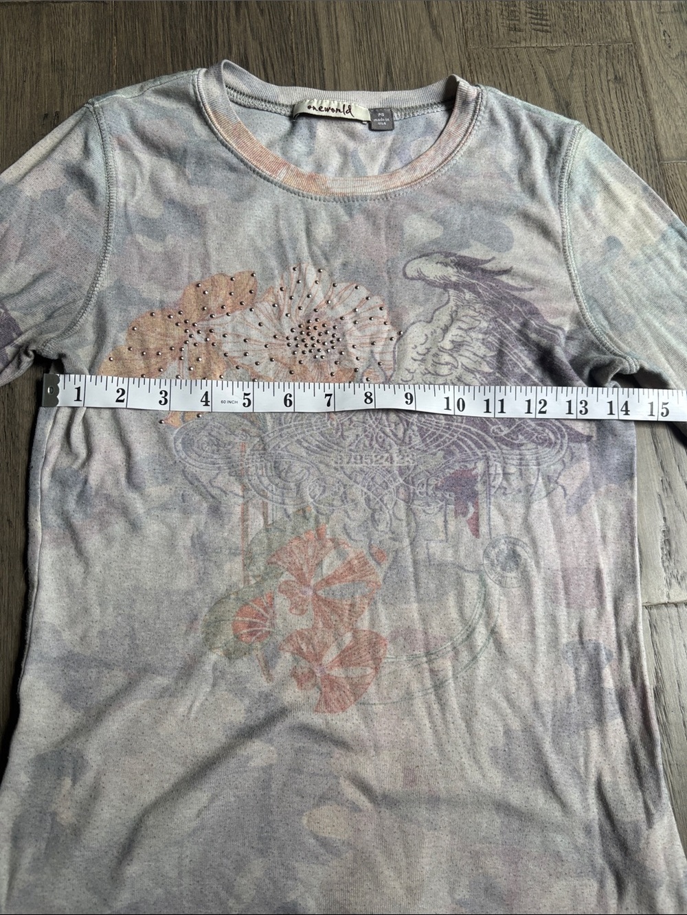 One World | Vintage Y2K Pastel Floral Long-Sleeve Top in Pink & Lavender - Picture 10 of 11